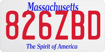 MA license plate 826ZBD