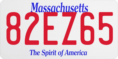 MA license plate 82EZ65