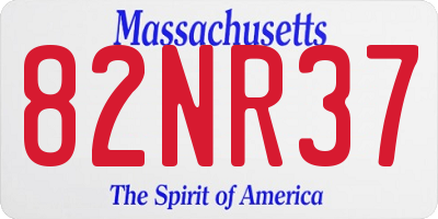 MA license plate 82NR37