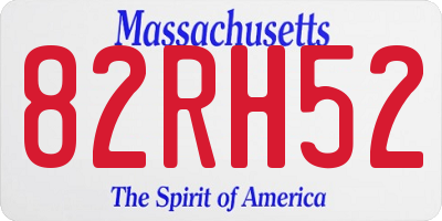 MA license plate 82RH52