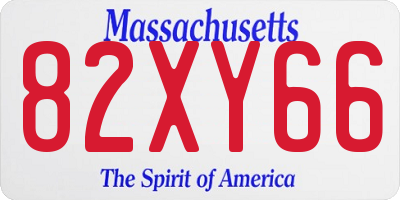 MA license plate 82XY66