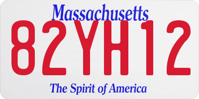 MA license plate 82YH12