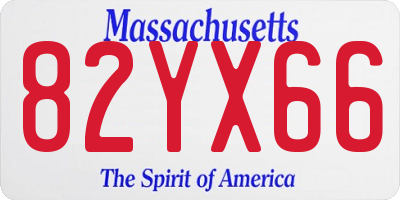 MA license plate 82YX66