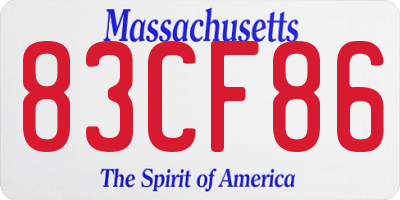 MA license plate 83CF86