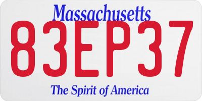 MA license plate 83EP37