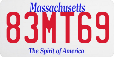 MA license plate 83MT69