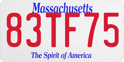 MA license plate 83TF75