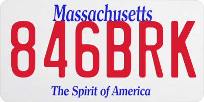 MA license plate 846BRK