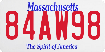 MA license plate 84AW98