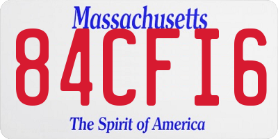 MA license plate 84CFI6