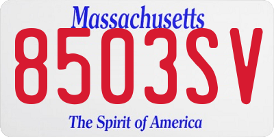 MA license plate 8503SV