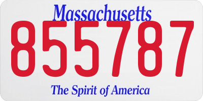 MA license plate 855787