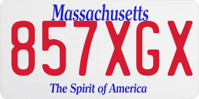 MA license plate 857XGX