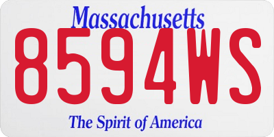 MA license plate 8594WS