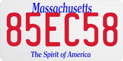 MA license plate 85EC58