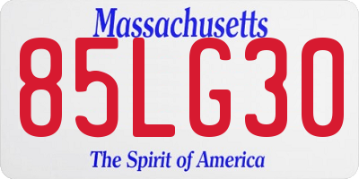 MA license plate 85LG30