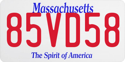 MA license plate 85VD58