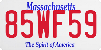 MA license plate 85WF59