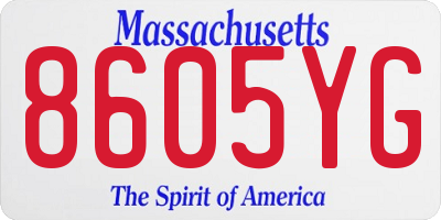 MA license plate 8605YG