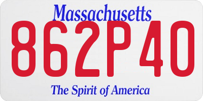 MA license plate 862P40