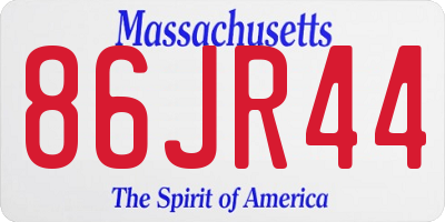 MA license plate 86JR44