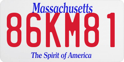 MA license plate 86KM81