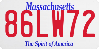 MA license plate 86LW72