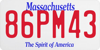 MA license plate 86PM43