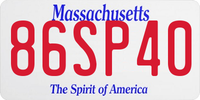 MA license plate 86SP40