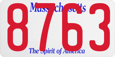 MA license plate 8763