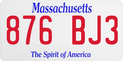 MA license plate 876BJ3