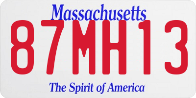 MA license plate 87MH13