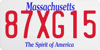 MA license plate 87XG15