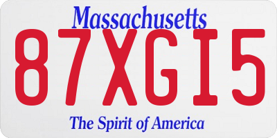 MA license plate 87XGI5