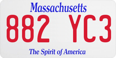 MA license plate 882YC3