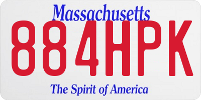 MA license plate 884HPK