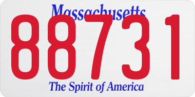 MA license plate 88731