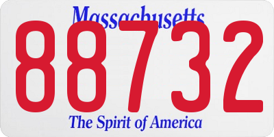 MA license plate 88732