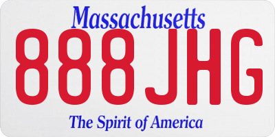 MA license plate 888JHG