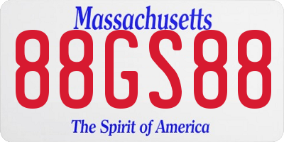 MA license plate 88GS88