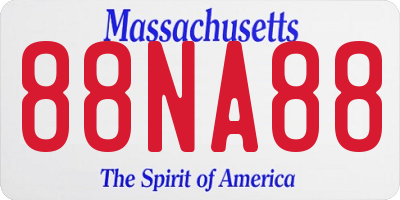 MA license plate 88NA88