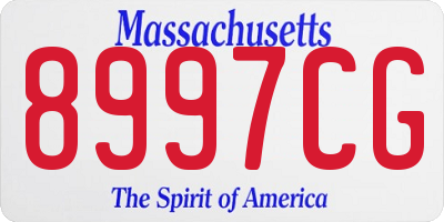 MA license plate 8997CG