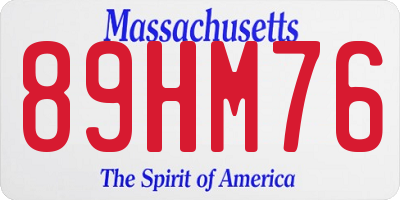 MA license plate 89HM76