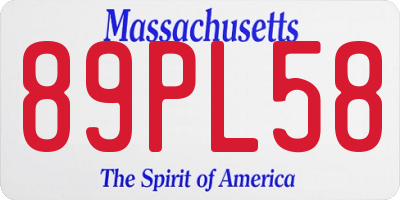 MA license plate 89PL58