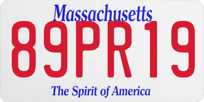MA license plate 89PR19