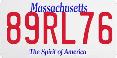MA license plate 89RL76