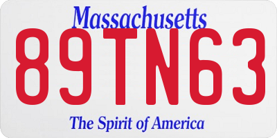 MA license plate 89TN63