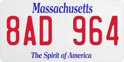 MA license plate 8AD964