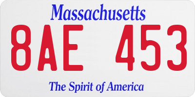 MA license plate 8AE453