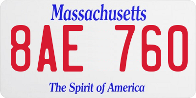 MA license plate 8AE760